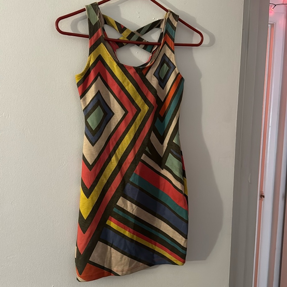 Used - Size S party dress, short and tight - stripes